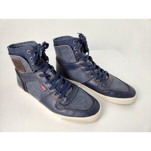 Levis Shoes Mens Size 13 Mason HI 501 Denim Blue Canvas Sneakers